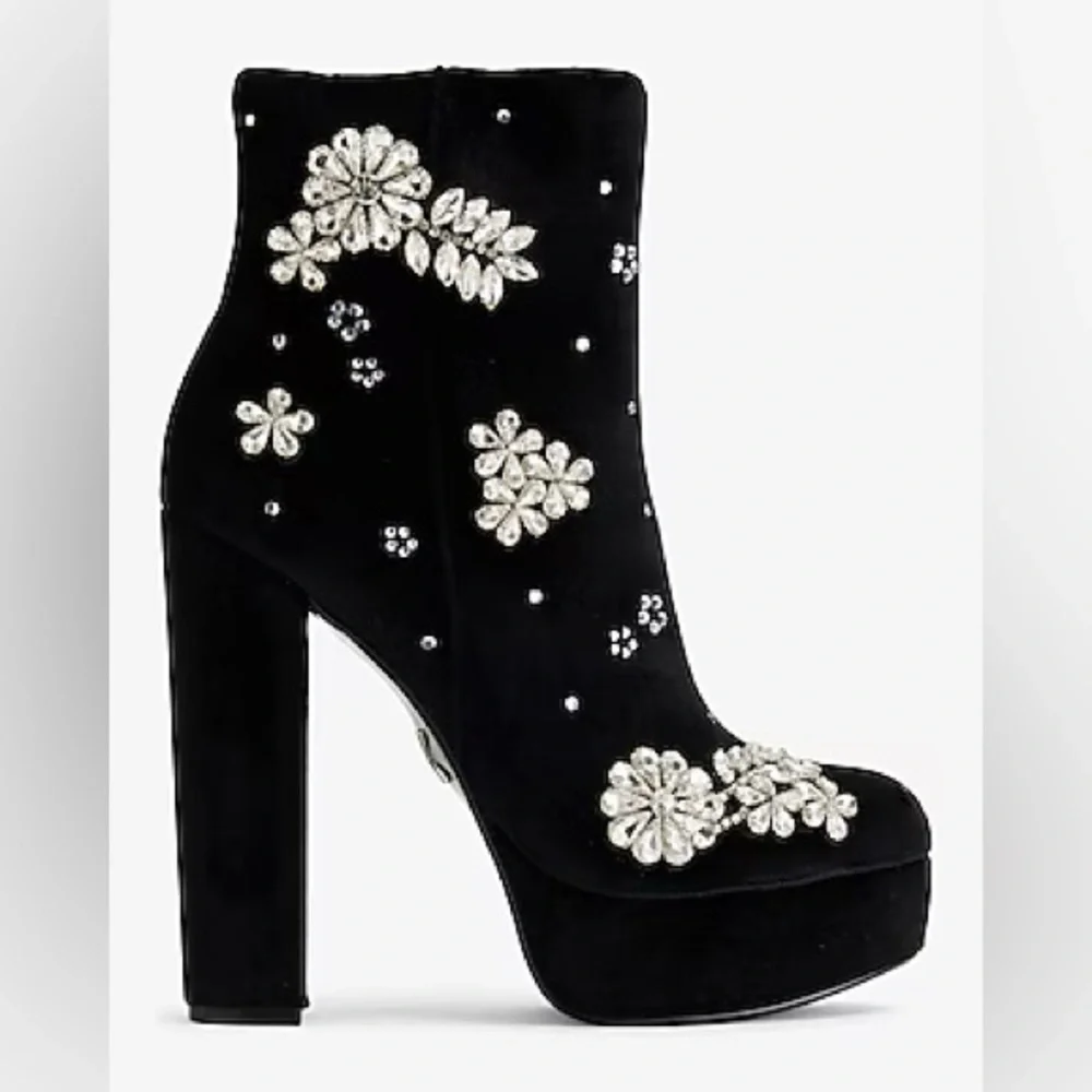 Express Rhinestone Embellished Platform Heeled‎ Ankle Boots